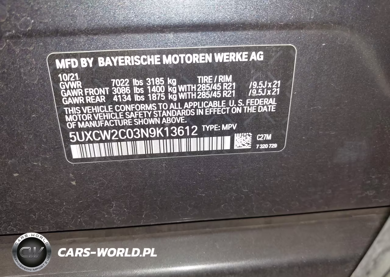 2022 BMW X7 xDrive40I VIN:5UXCW2C03N9K13612 - 9