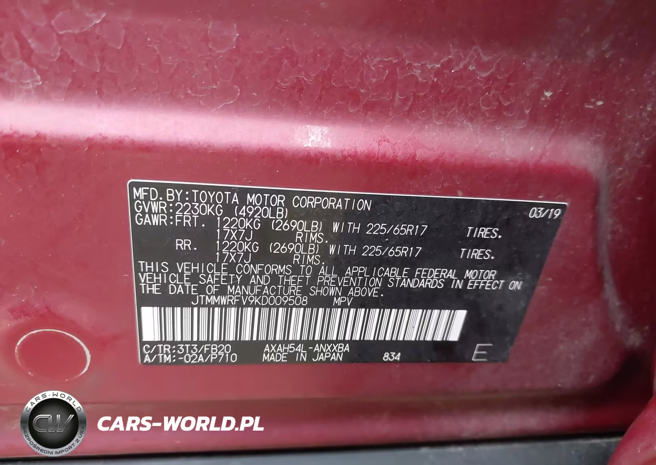 2019 Toyota Rav4 Le VIN:JTMMWRFV9KD009508 - 9