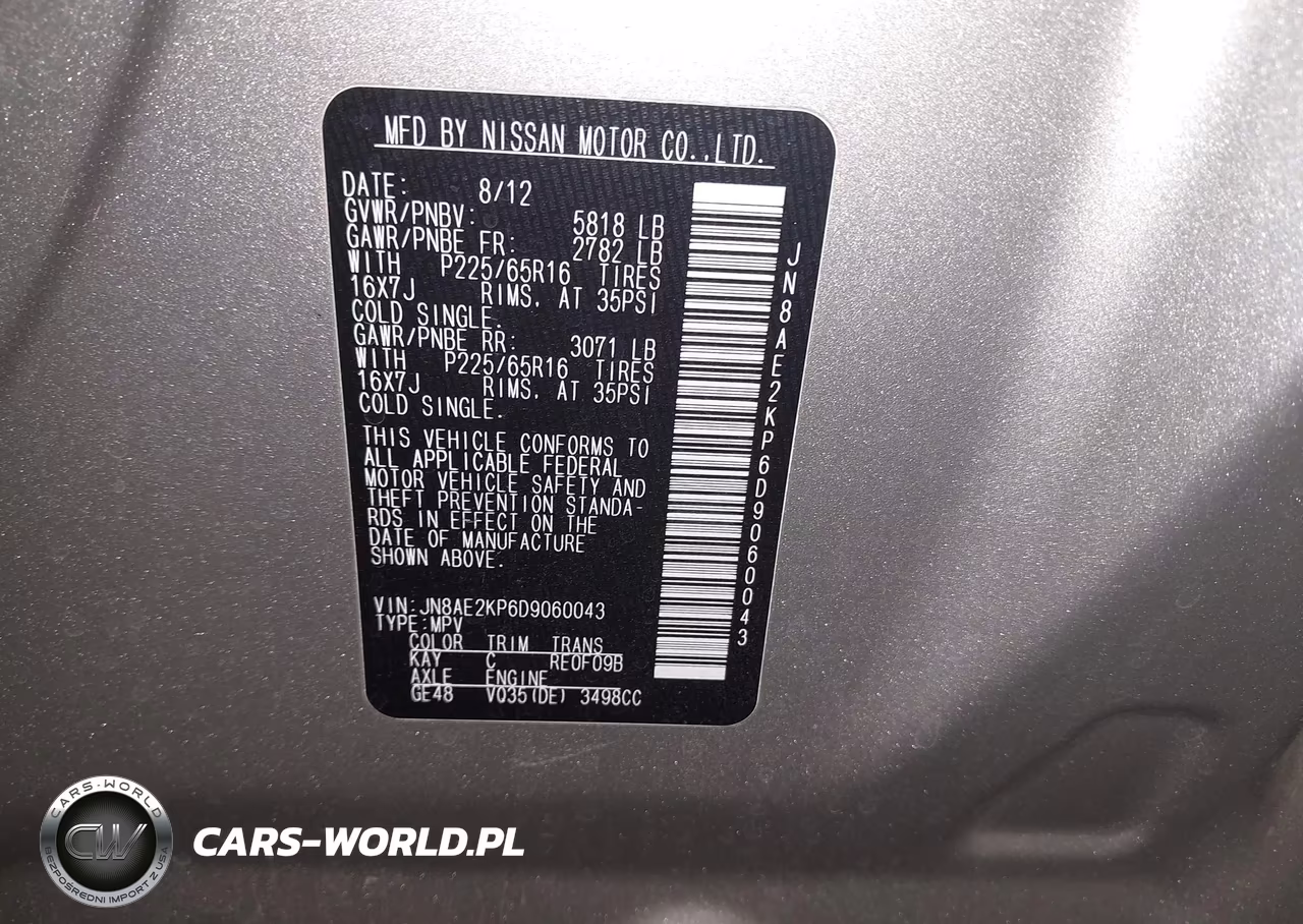 2013 Nissan Quest Sv VIN:JN8AE2KP6D9060043 - 9