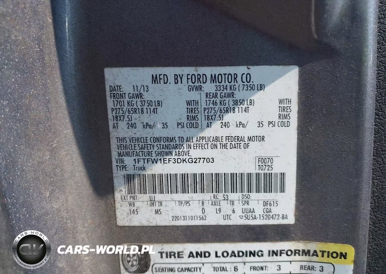 2013 Ford F-150 Xlt VIN:1FTFW1EF3DKG27703 - 9