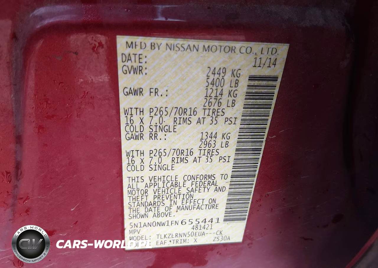 2015 Nissan Xterra S VIN:5N1AN0NW1FN655441 - 9