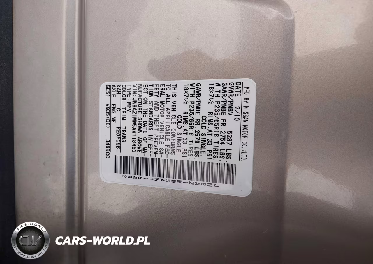 2010 Nissan Murano Sl VIN:JN8AZ1MW5AW118482 - 9