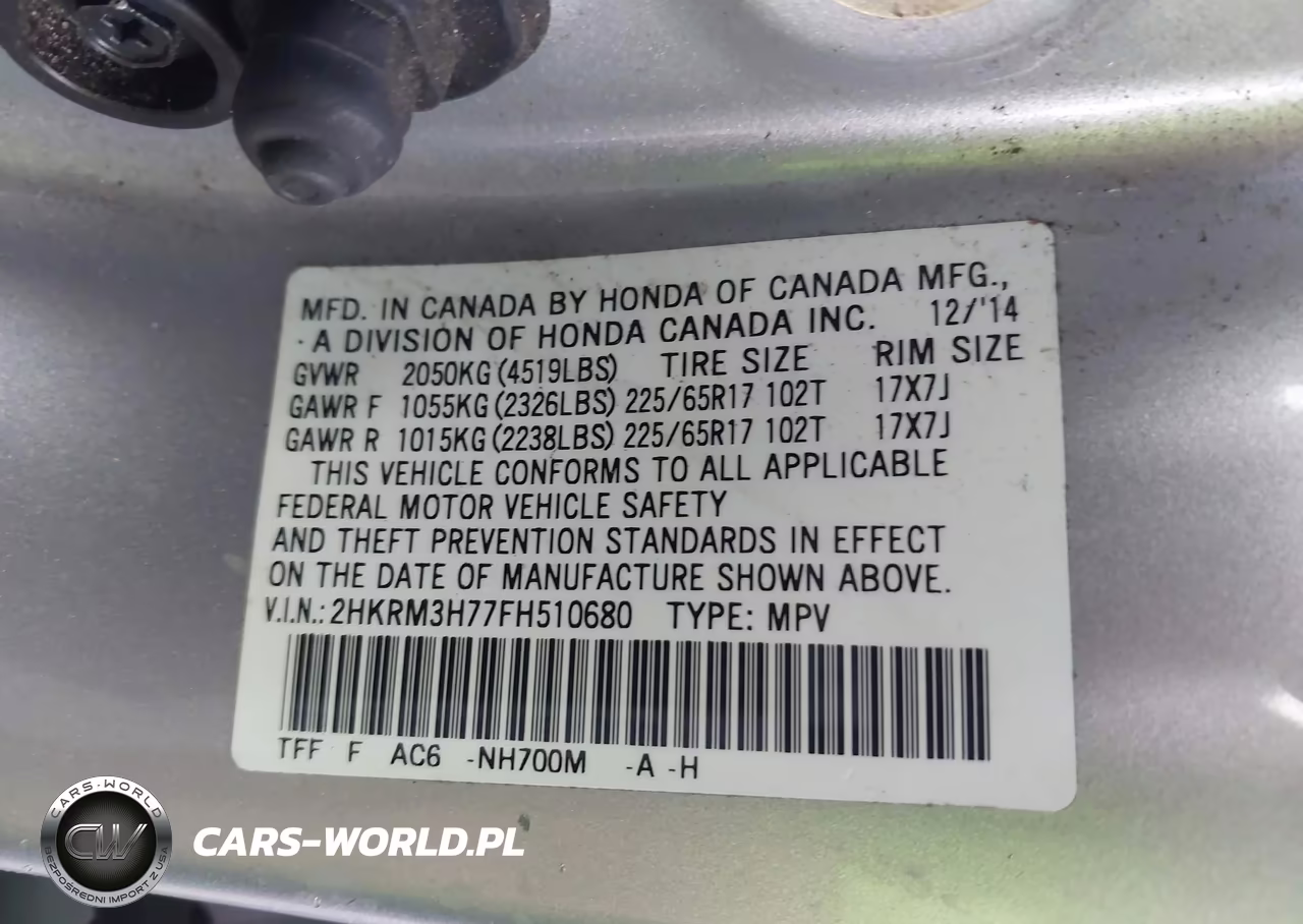 2015 Honda Cr-V Ex-L VIN:2HKRM3H77FH510680 - 9
