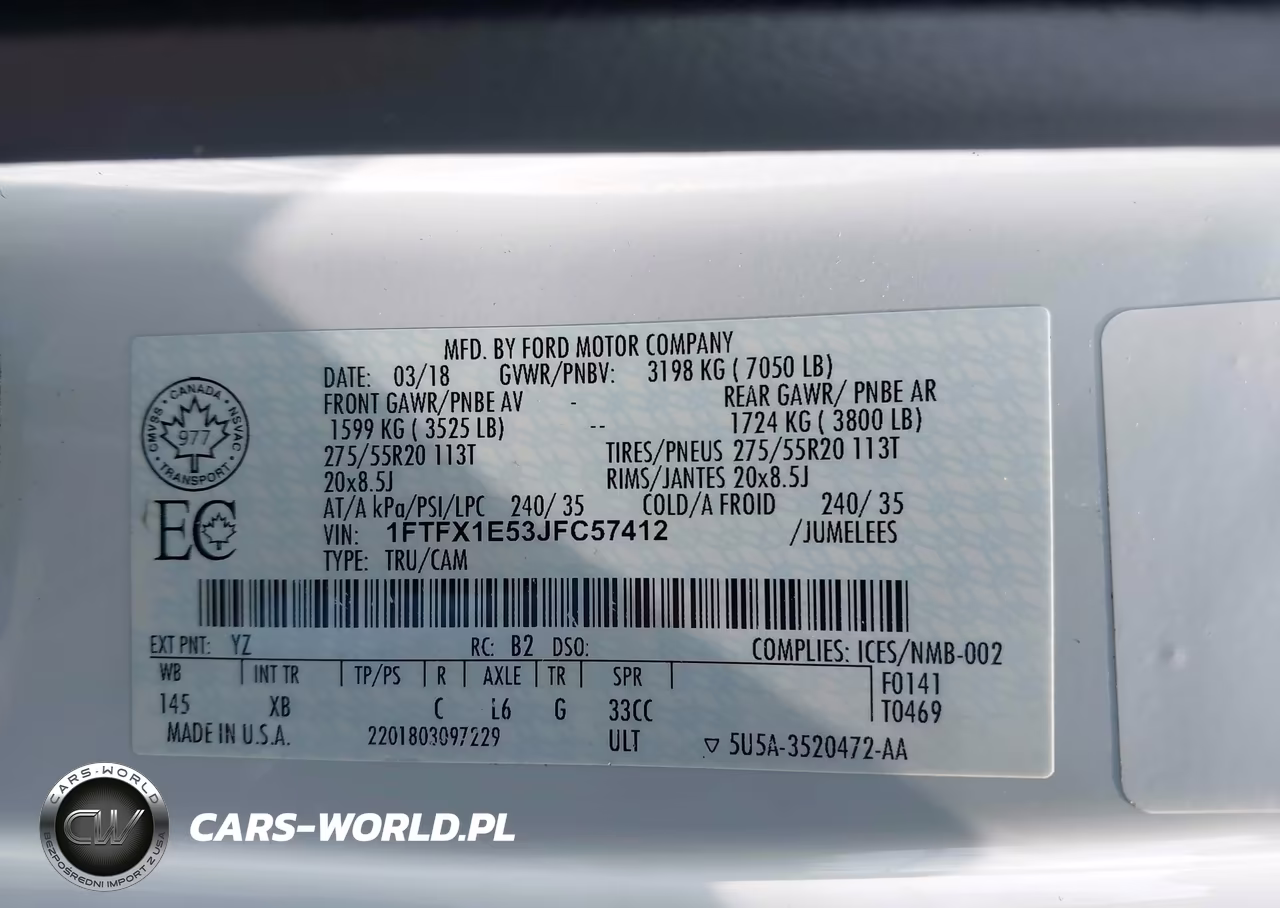 2018 Ford F-150 Xlt VIN:1FTFX1E53JFC57412 - 9