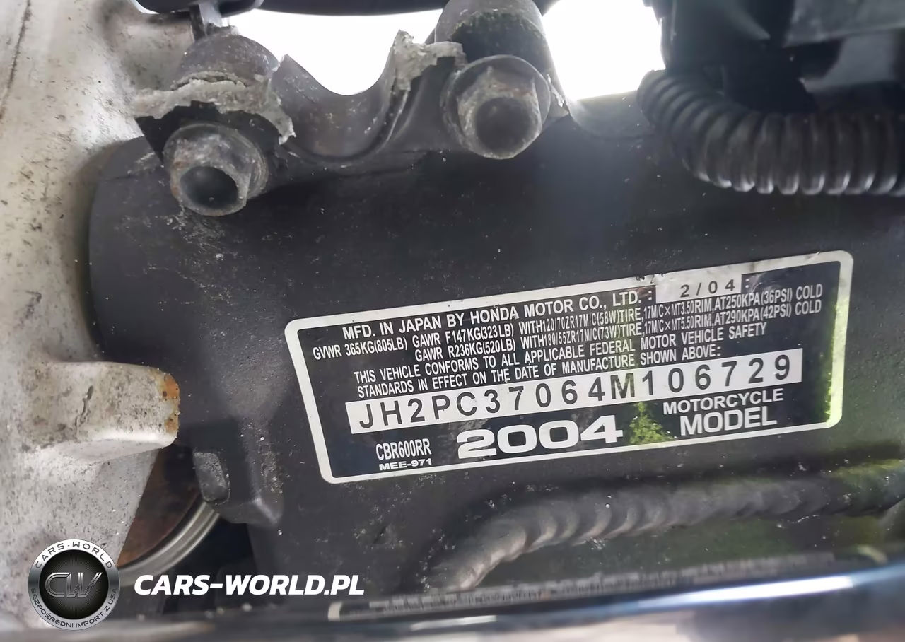 2004 Honda Cbr600 Rr VIN:JH2PC37064M106729 - 10