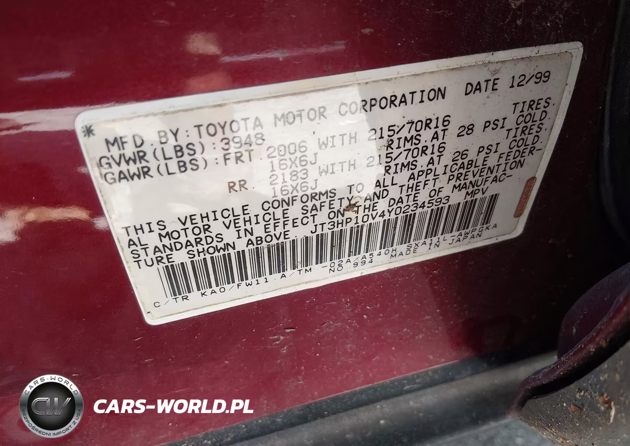 2000 Toyota Rav4 VIN:JT3HP10V4Y0234593 - 9