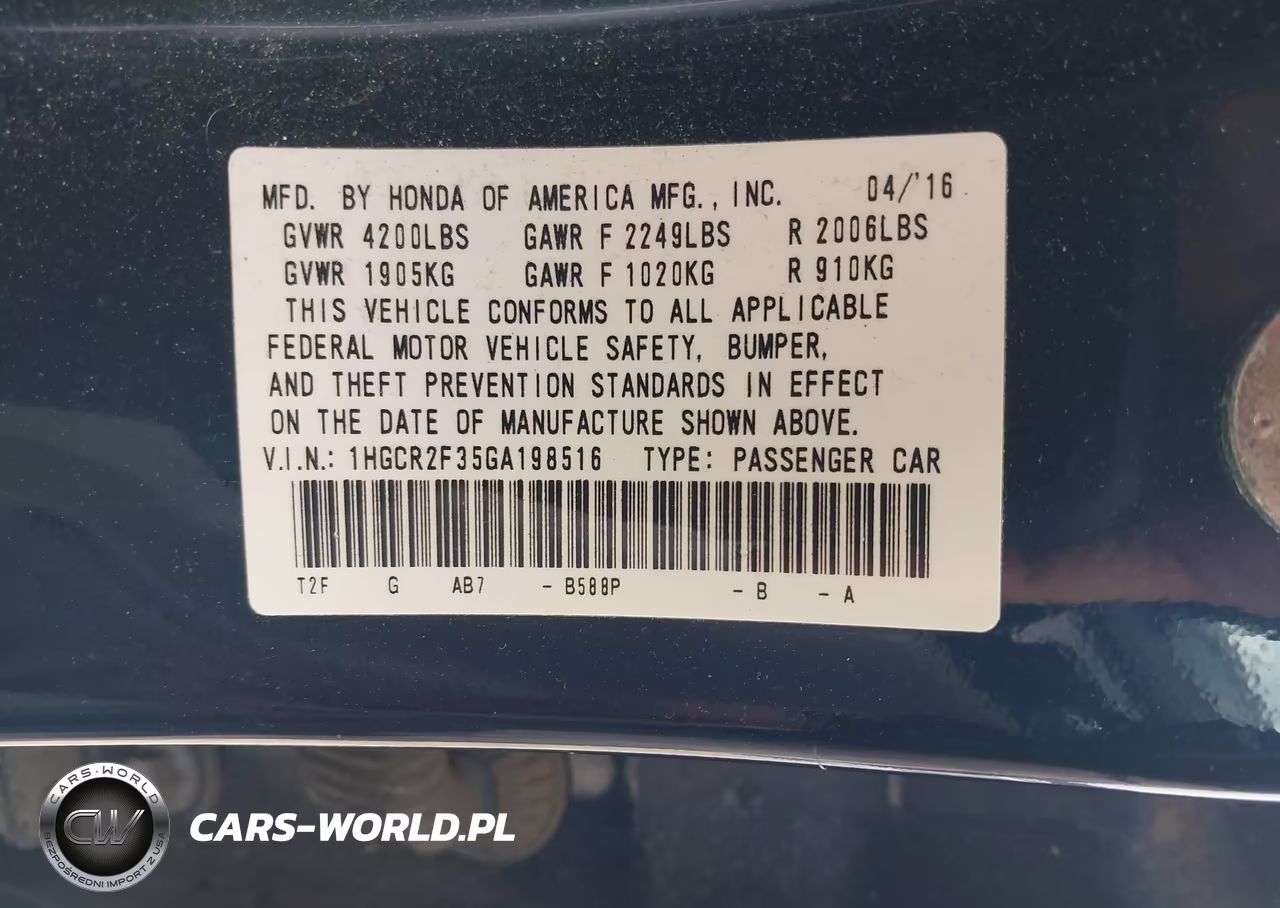 2016 Honda Accord Lx VIN:1HGCR2F35GA198516 - 9