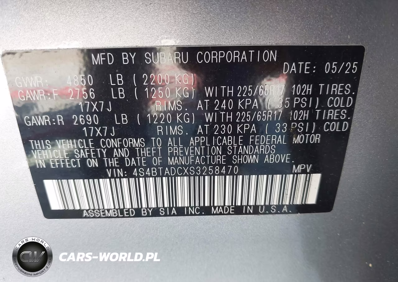 2025 Subaru Outback Premium VIN:4S4BTADCXS3258470 - 9