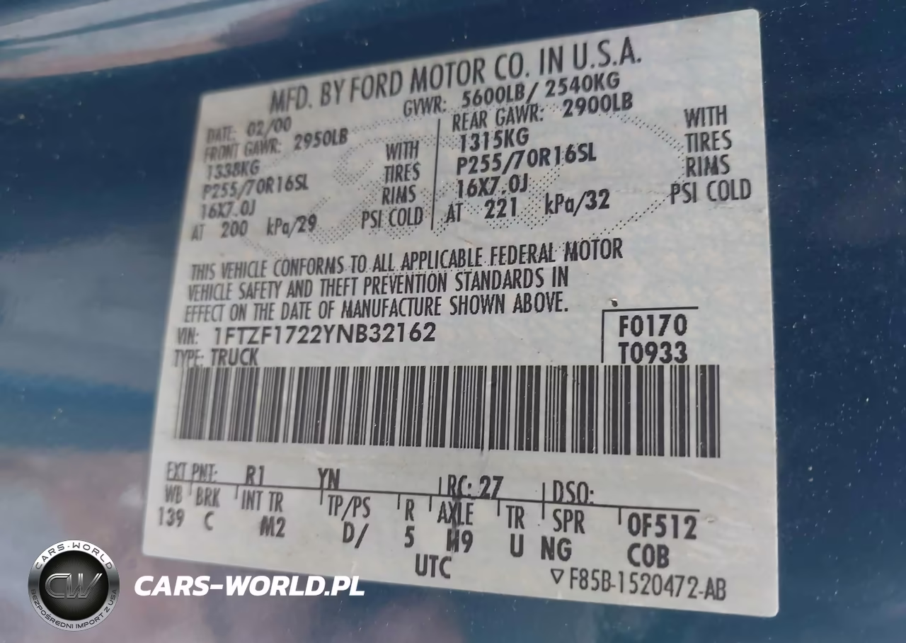2000 Ford F-150 Work Series-Xl-Xlt VIN:1FTZF1722YNB32162 - 9