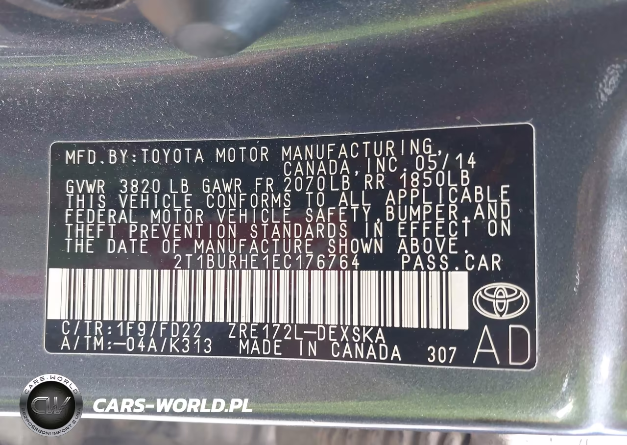 2014 Toyota Corolla S Plus VIN:2T1BURHE1EC176764 - 9
