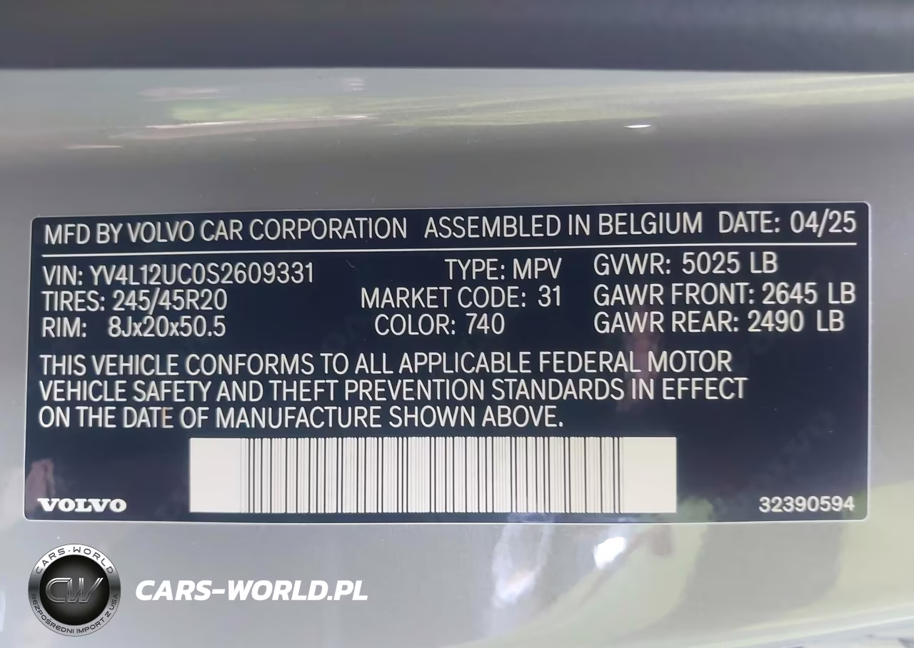 2025 Volvo Xc40 B5 Plus Dark Theme VIN:YV4L12UC0S2609331 - 9