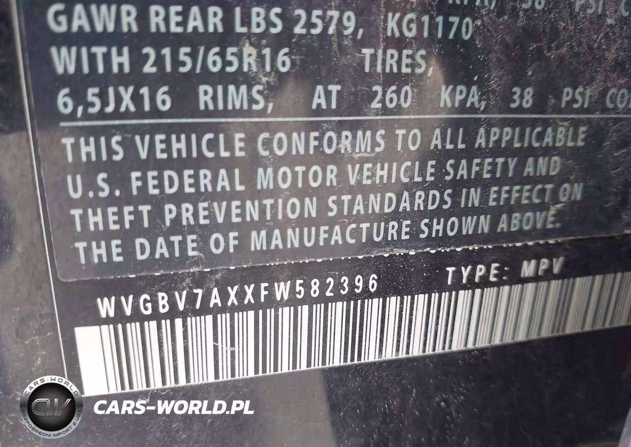 2015 Volkswagen Tiguan S VIN:WVGBV7AXXFW582396 - 9