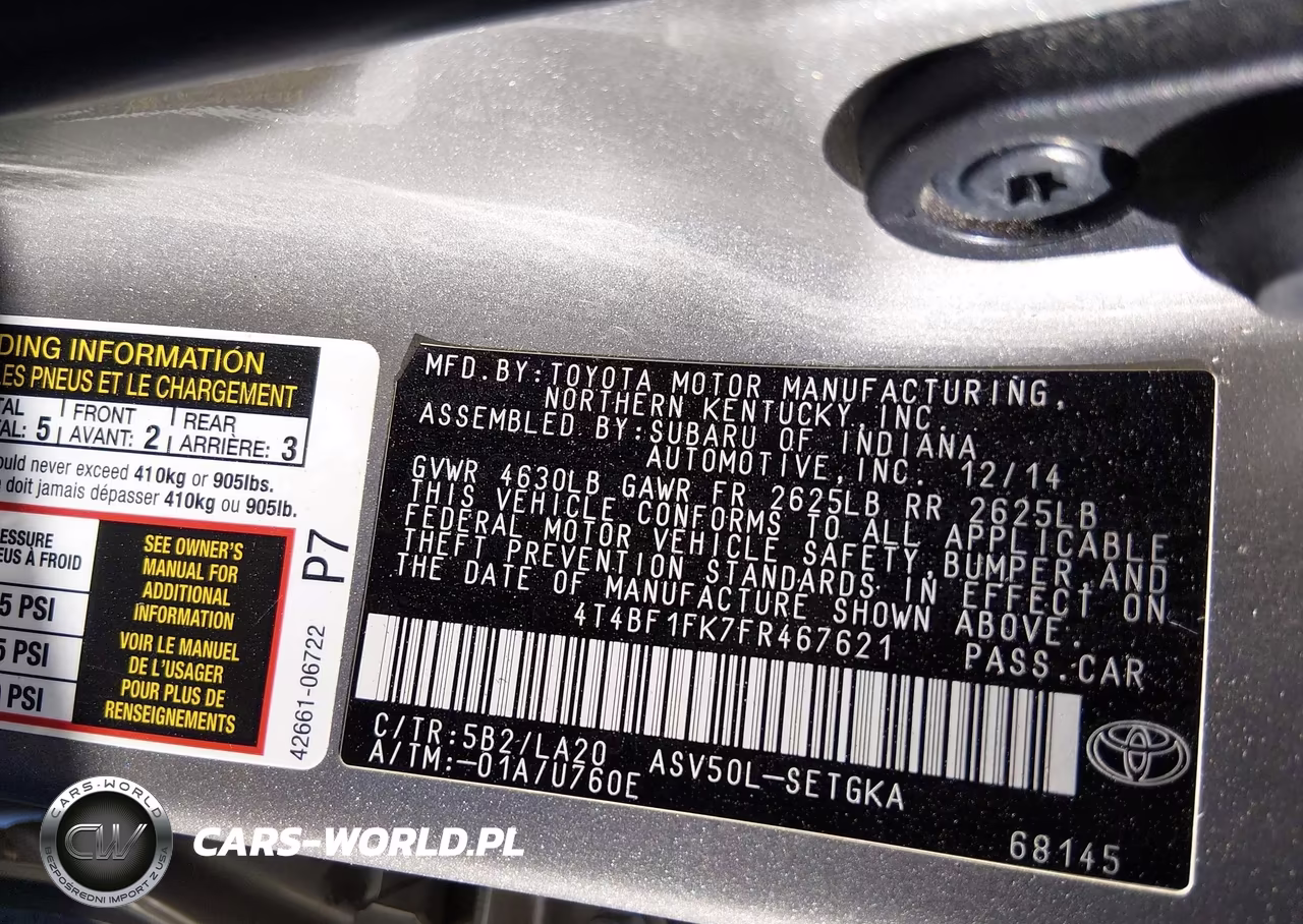 2015 Toyota Camry Xle VIN:4T4BF1FK7FR467621 - 9