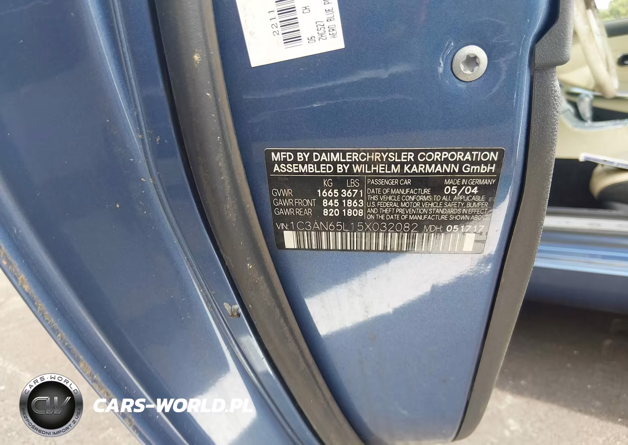 2005 Chrysler Crossfire Limited VIN:1C3AN65L15X032082 - 9