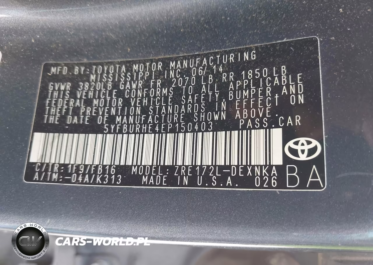 2014 Toyota Corolla Le VIN:5YFBURHE4EP150403 - 9
