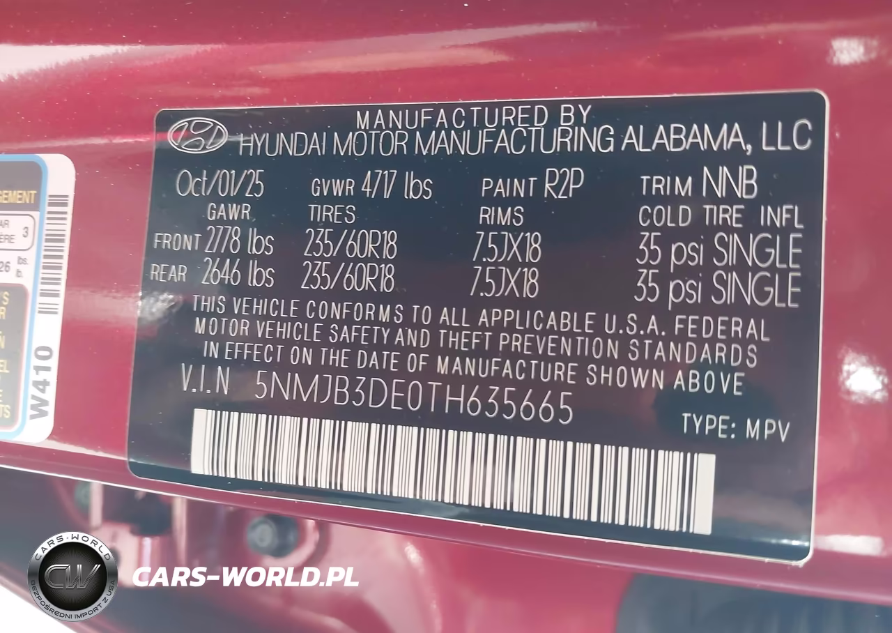 2026 Hyundai Tucson Sel VIN:5NMJB3DE0TH635665 - 9