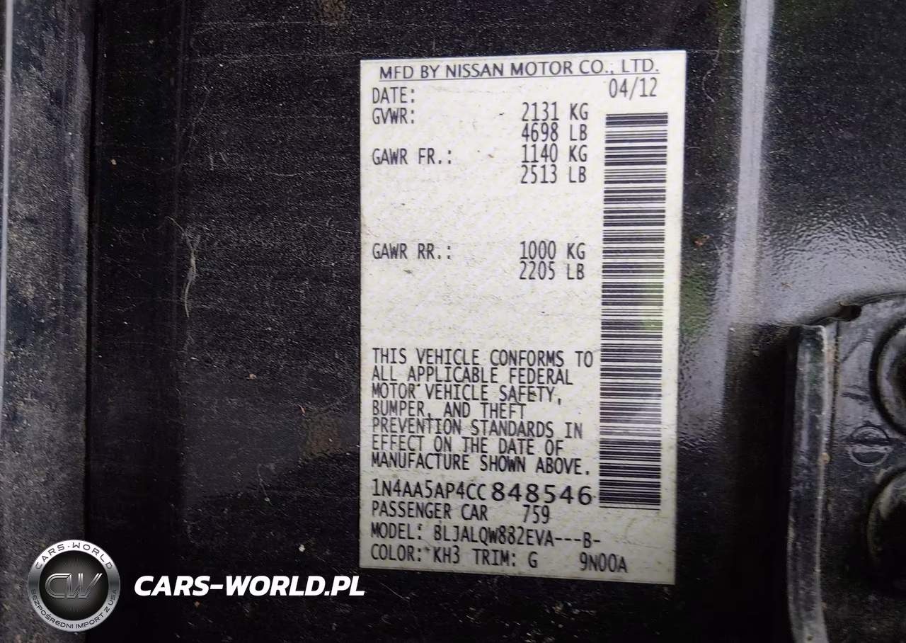 2012 Nissan Maxima 3.5 S VIN:1N4AA5AP4CC848546 - 9