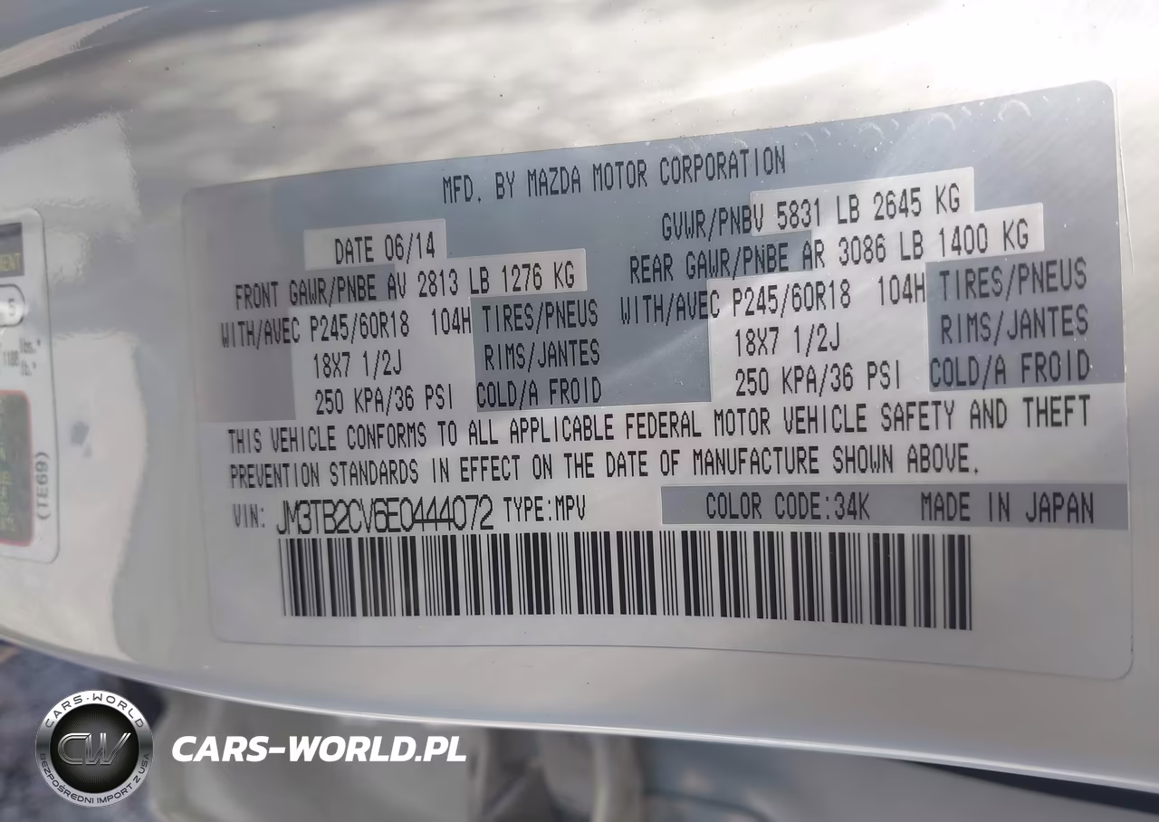 2014 Mazda Cx-9 Touring VIN:JM3TB2CV6E0444072 - 9