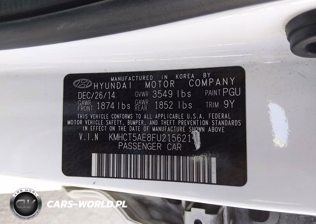 2015 Hyundai Accent Gs VIN:KMHCT5AE8FU215621 - 9