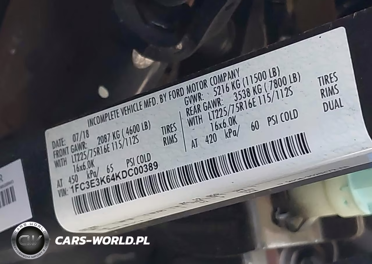 2019 Ford E-350 Stripped VIN:1FC3E3K64KDC00389 - 9