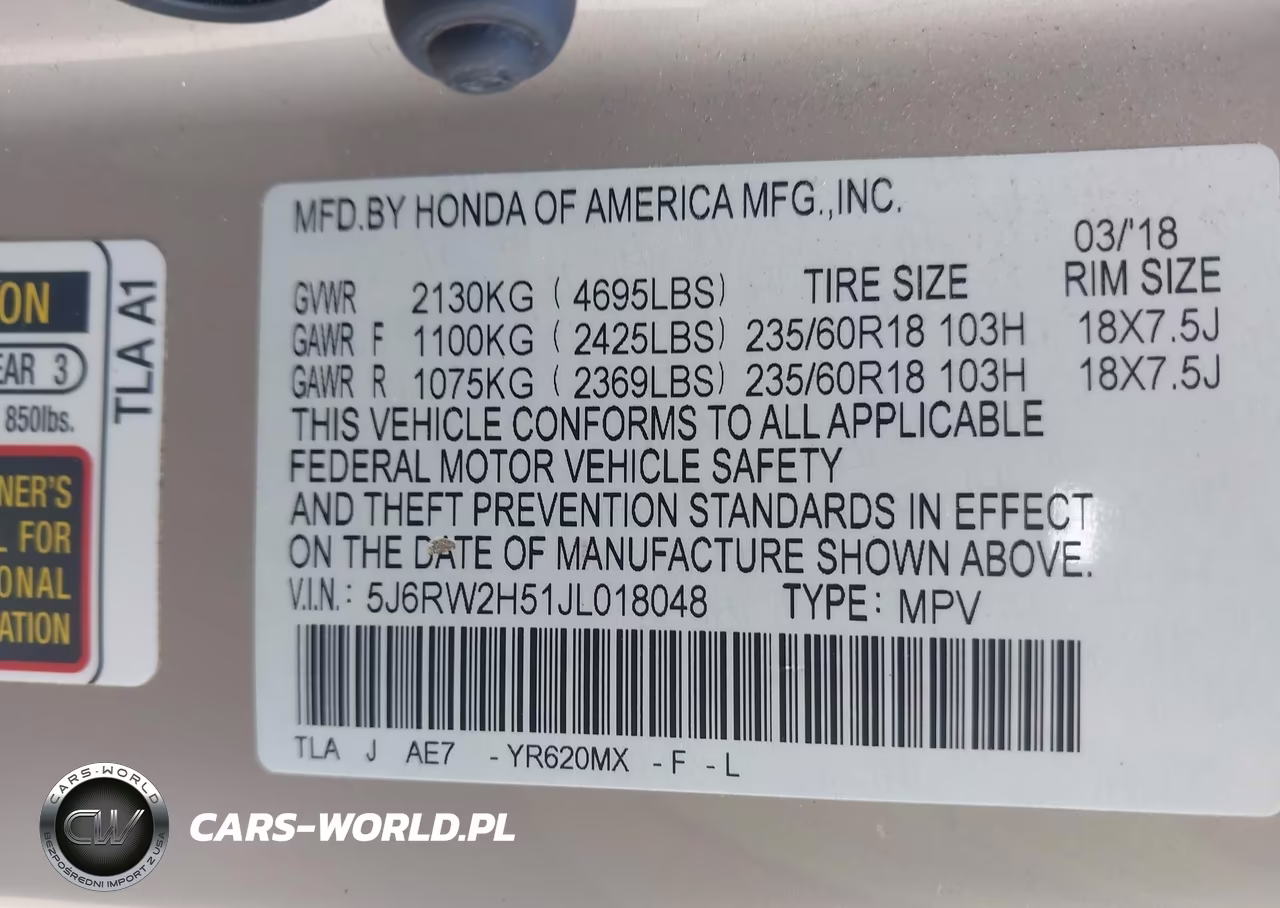 2018 Honda Cr-V Ex VIN:5J6RW2H51JL018048 - 9