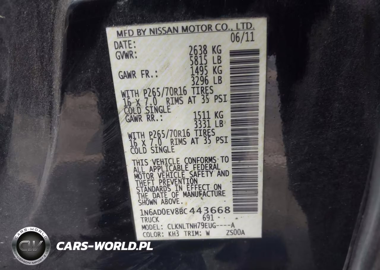2011 Nissan Frontier Sv VIN:1N6AD0EV8BC443668 - 9