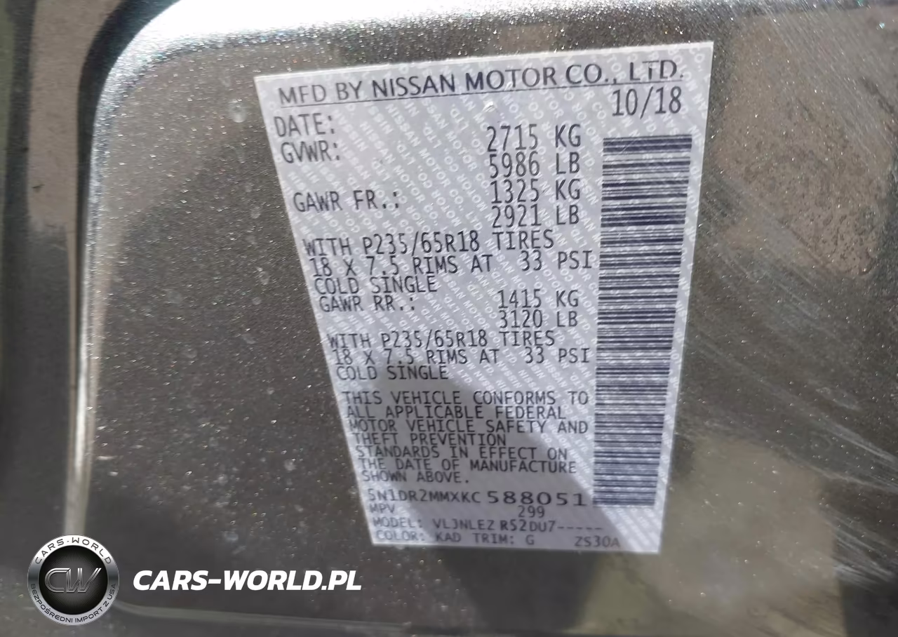 2019 Nissan Pathfinder Sv VIN:5N1DR2MMXKC588051 - 9