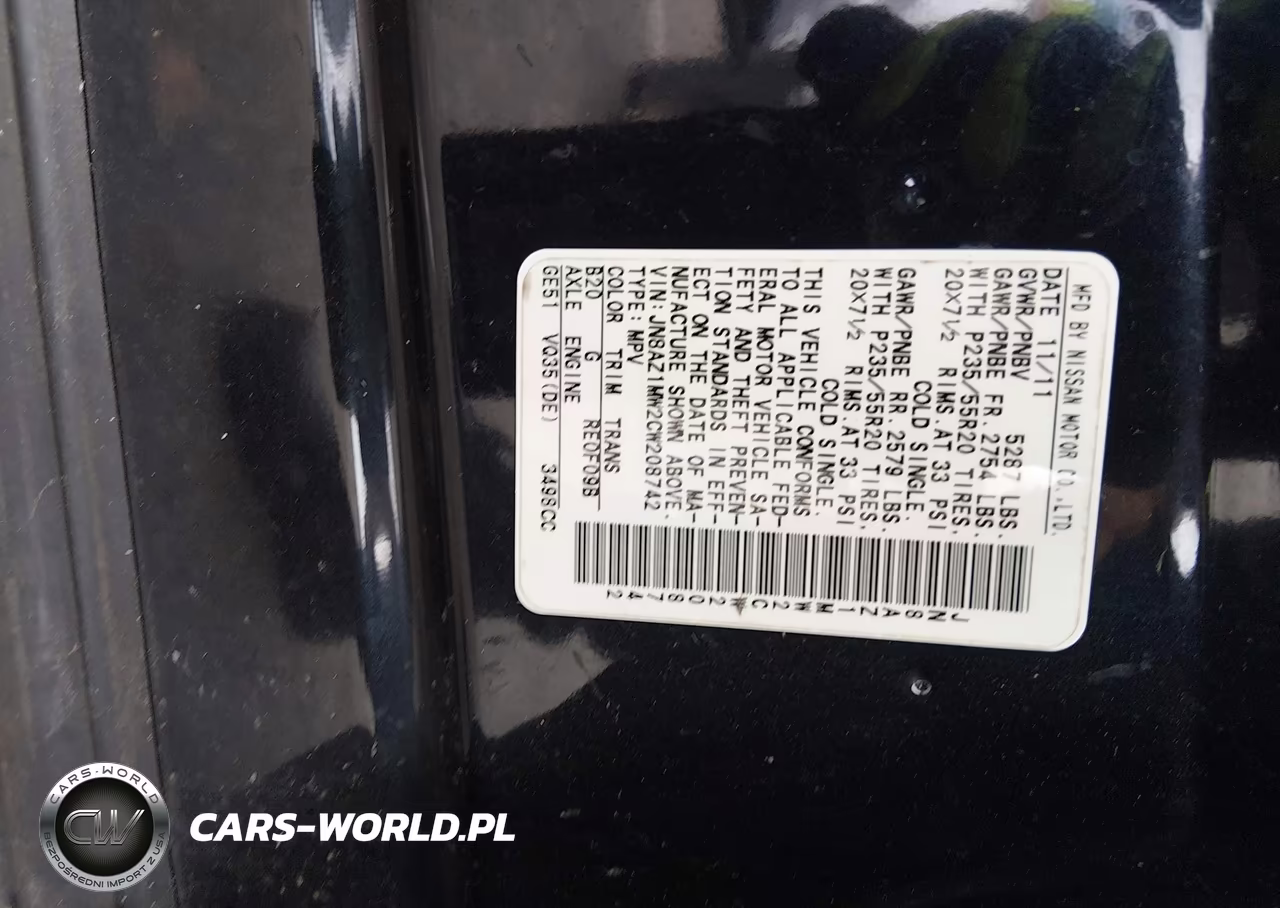 2012 Nissan Murano Le VIN:JN8AZ1MW2CW208742 - 9