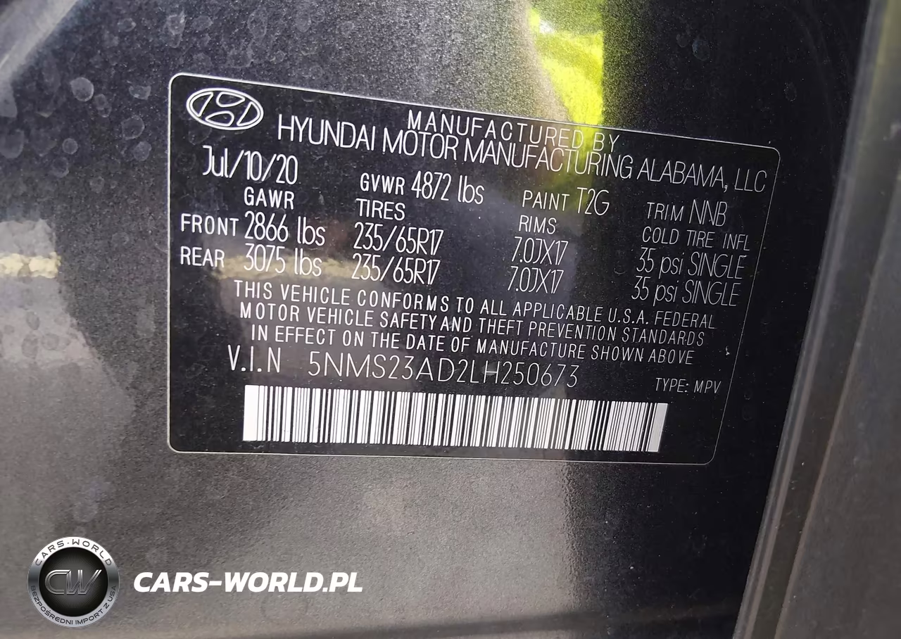 2020 Hyundai Santa Fe Se VIN:5NMS23AD2LH250673 - 9