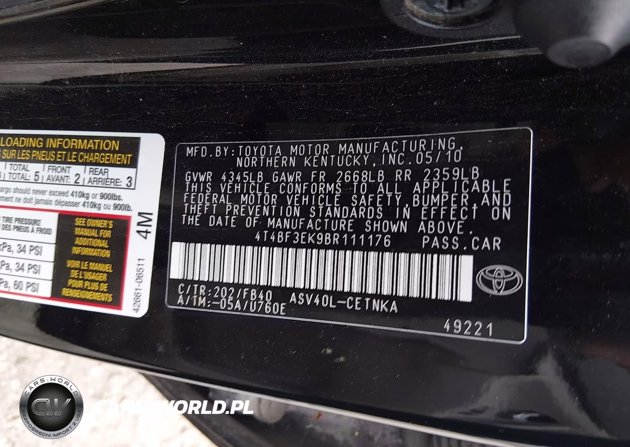 2011 Toyota Camry Le VIN:4T4BF3EK9BR111176 - 9