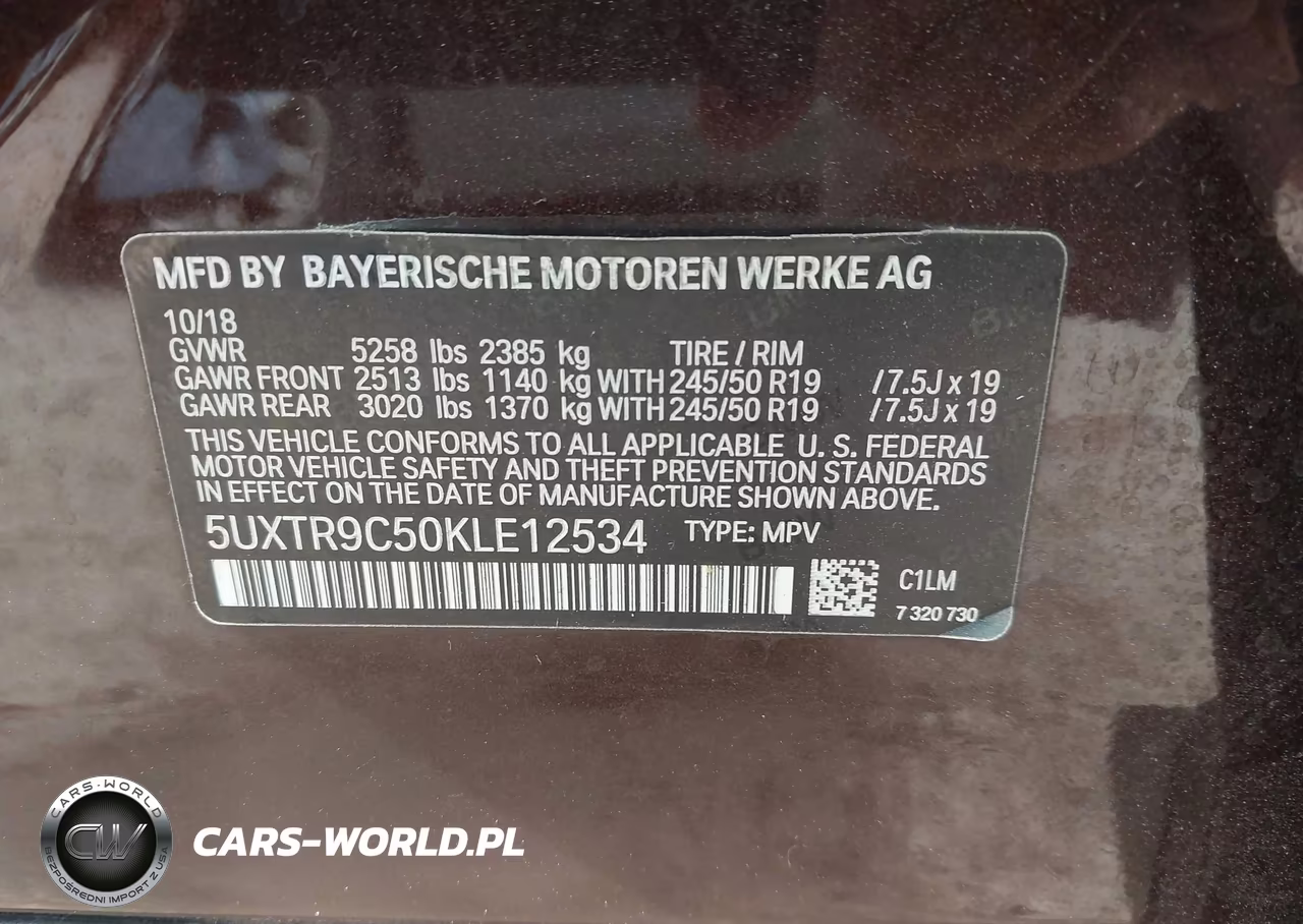 2019 BMW X3 xDrive30I VIN:5UXTR9C50KLE12534 - 9