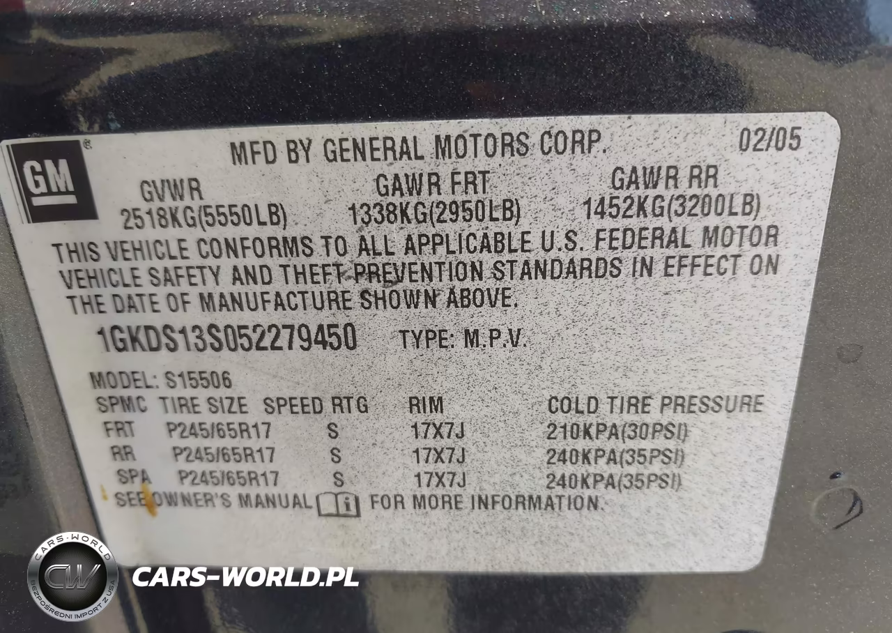 2005 GMC Envoy Slt VIN:1GKDS13S052279450 - 9