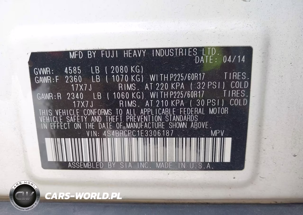 2014 Subaru Outback 2.5I Limited VIN:4S4BRCPC1E3306187 - 9