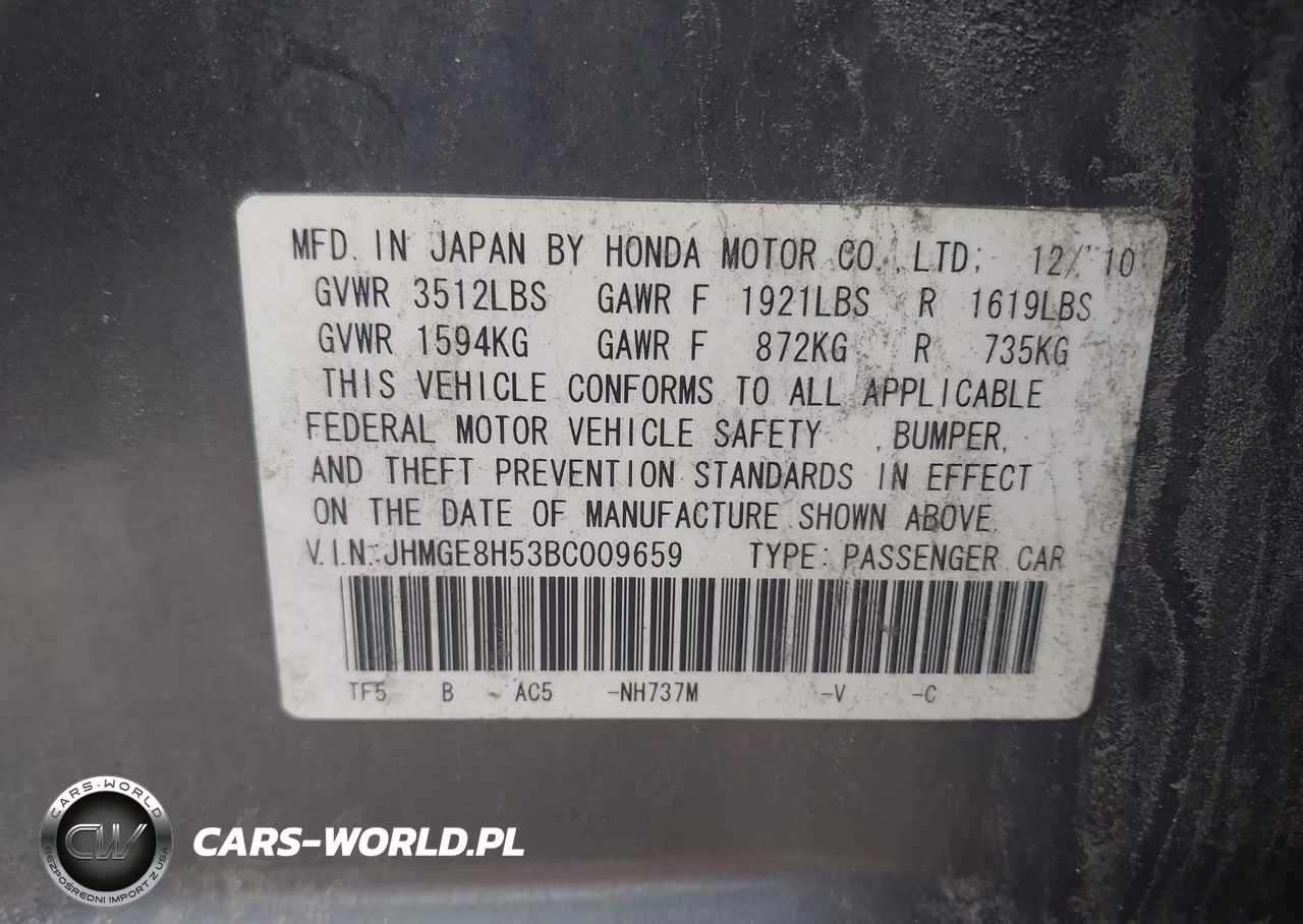 2011 Honda Fit Sport VIN:JHMGE8H53BC009659 - 9