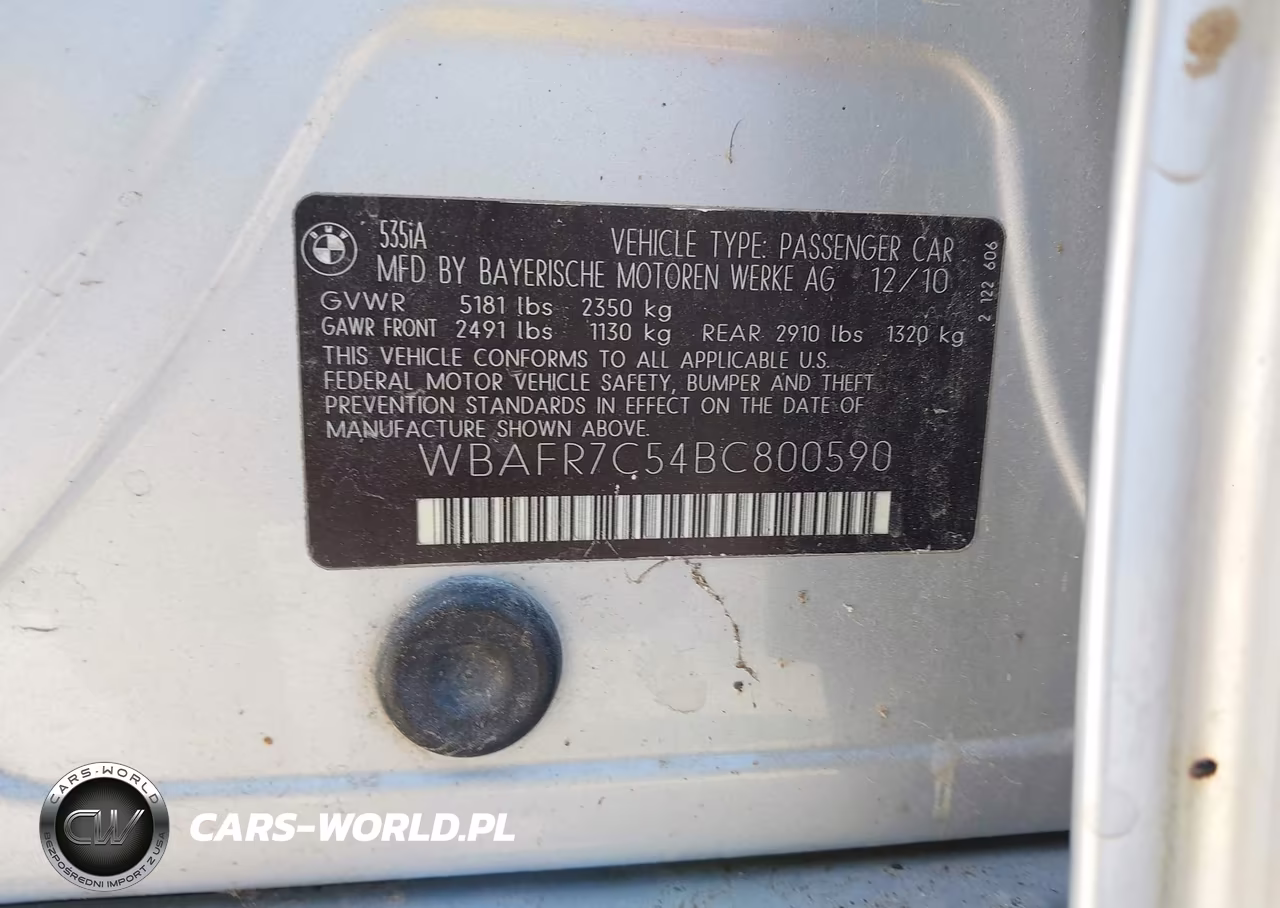 2011 BMW 535I VIN:WBAFR7C54BC800590 - 9