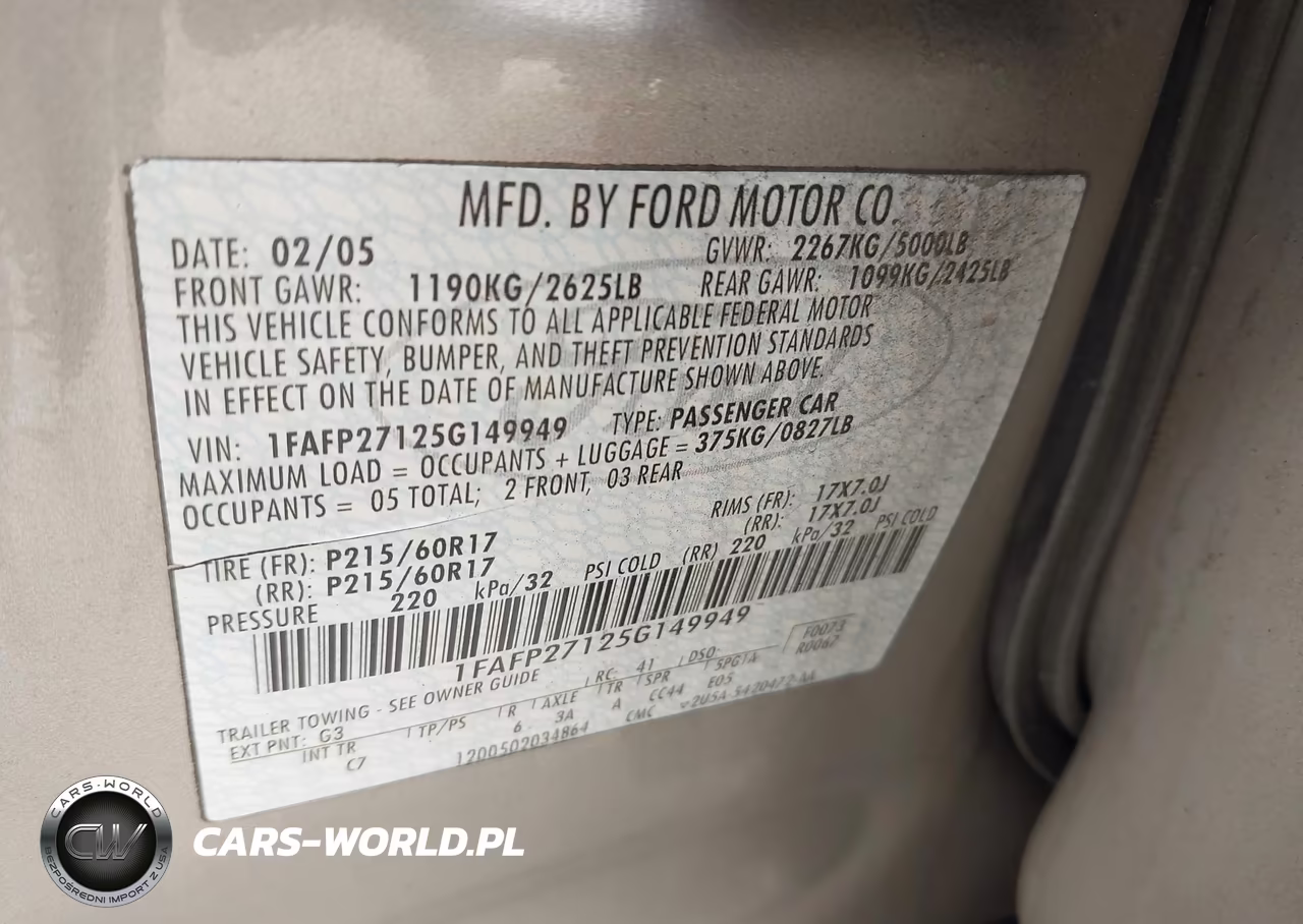 2005 Ford Five Hundred Sel VIN:1FAFP27125G149949 - 9