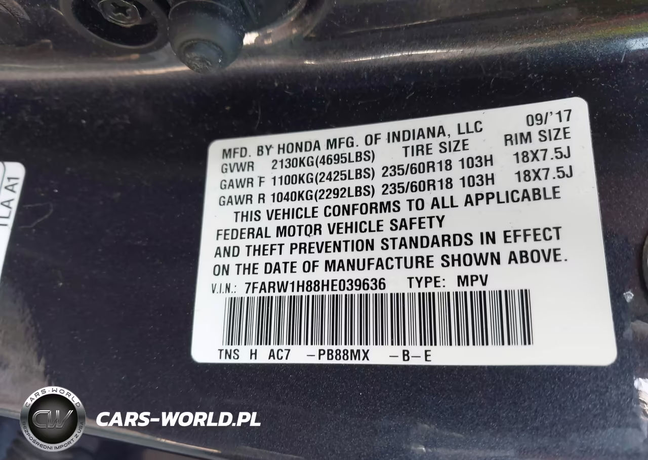 2017 Honda Cr-V Ex-L-Ex-L Navi VIN:7FARW1H88HE039636 - 9