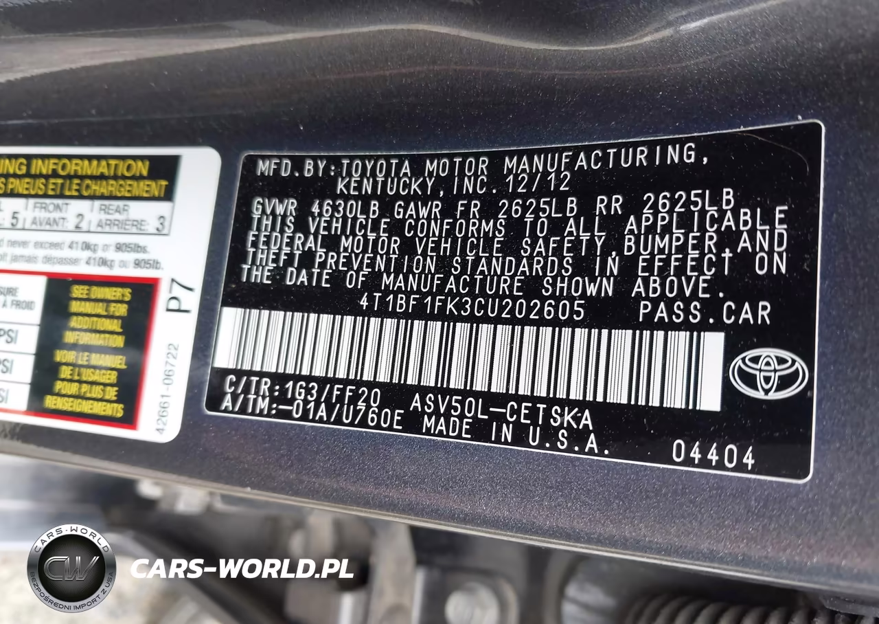 2012 Toyota Camry Se VIN:4T1BF1FK3CU202605 - 9