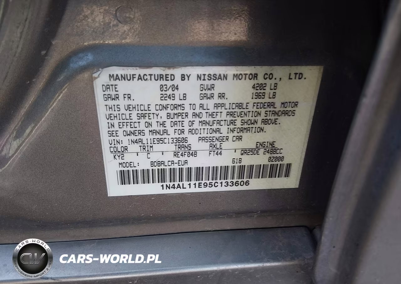 2005 Nissan Altima 2.5 S VIN:1N4AL11E95C133606 - 9