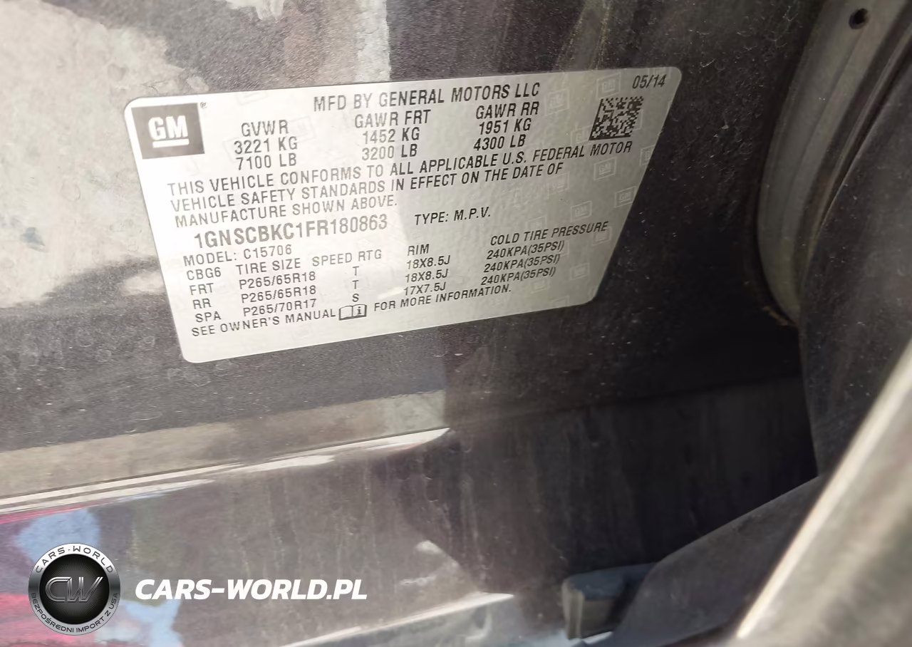 2015 Chevrolet Tahoe Lt VIN:1GNSCBKC1FR180863 - 9