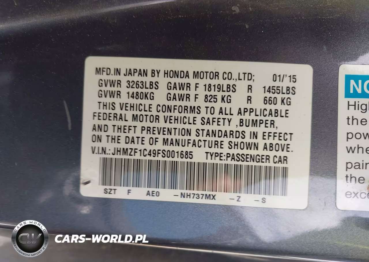 2015 Honda Cr-Z VIN:JHMZF1C49FS001685 - 9