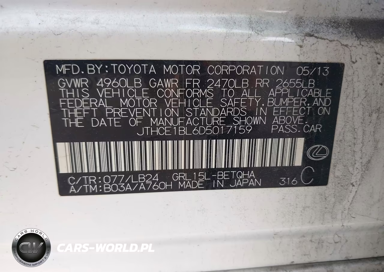 2013 Lexus Gs 350 VIN:JTHCE1BL6D5017159 - 9