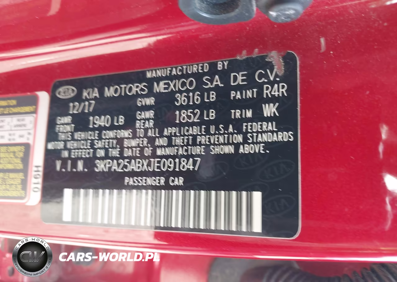 2018 Kia Rio S VIN:3KPA25ABXJE091847 - 9