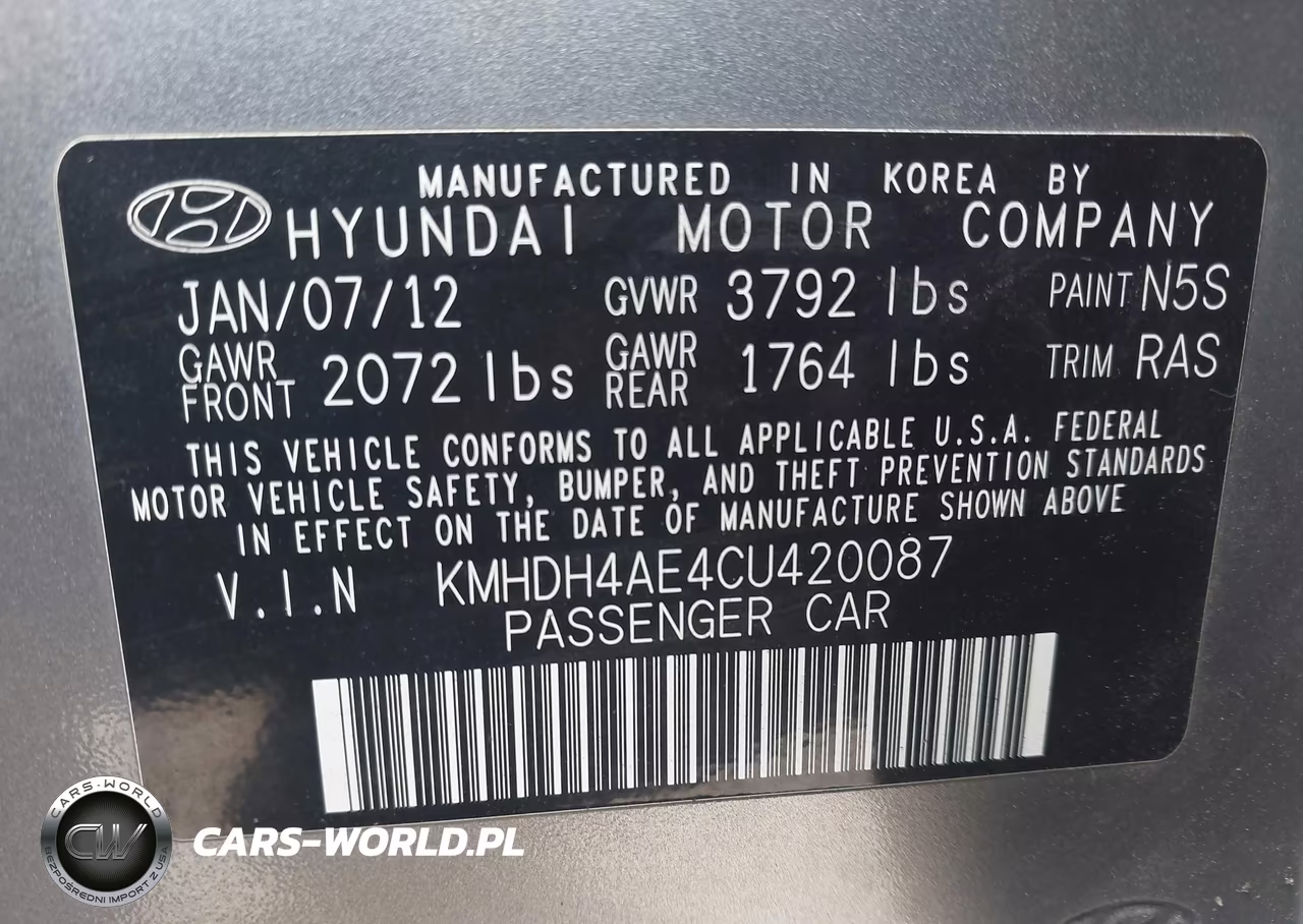 2012 Hyundai Elantra Gls (Ulsan Plant) VIN:KMHDH4AE4CU420087 - 9