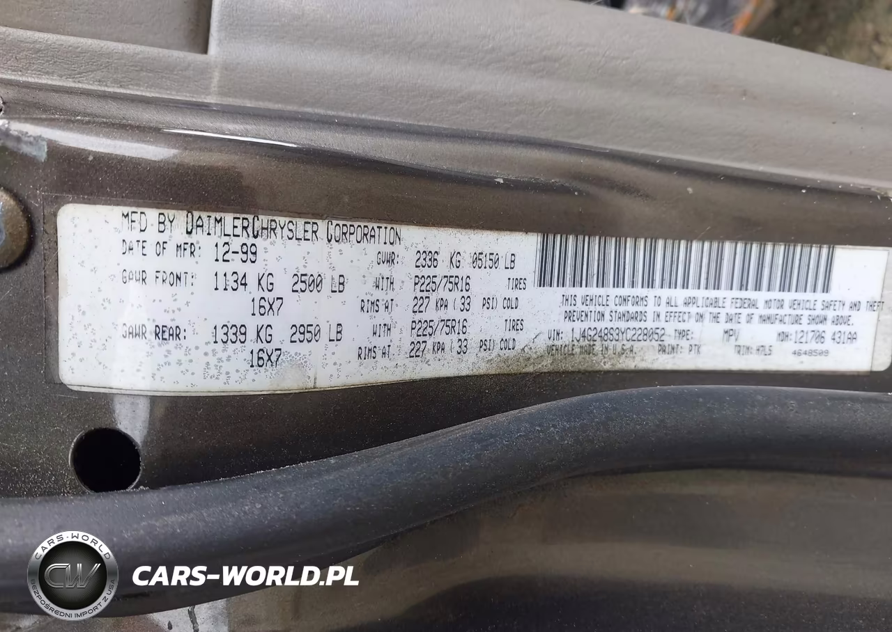 2000 Jeep Grand Cherokee Laredo VIN:1J4G248S3YC228052 - 9