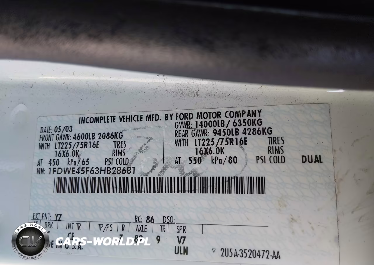 2003 Ford E-450 Cutaway Standard VIN:1FDWE45F63HB28681 - 8