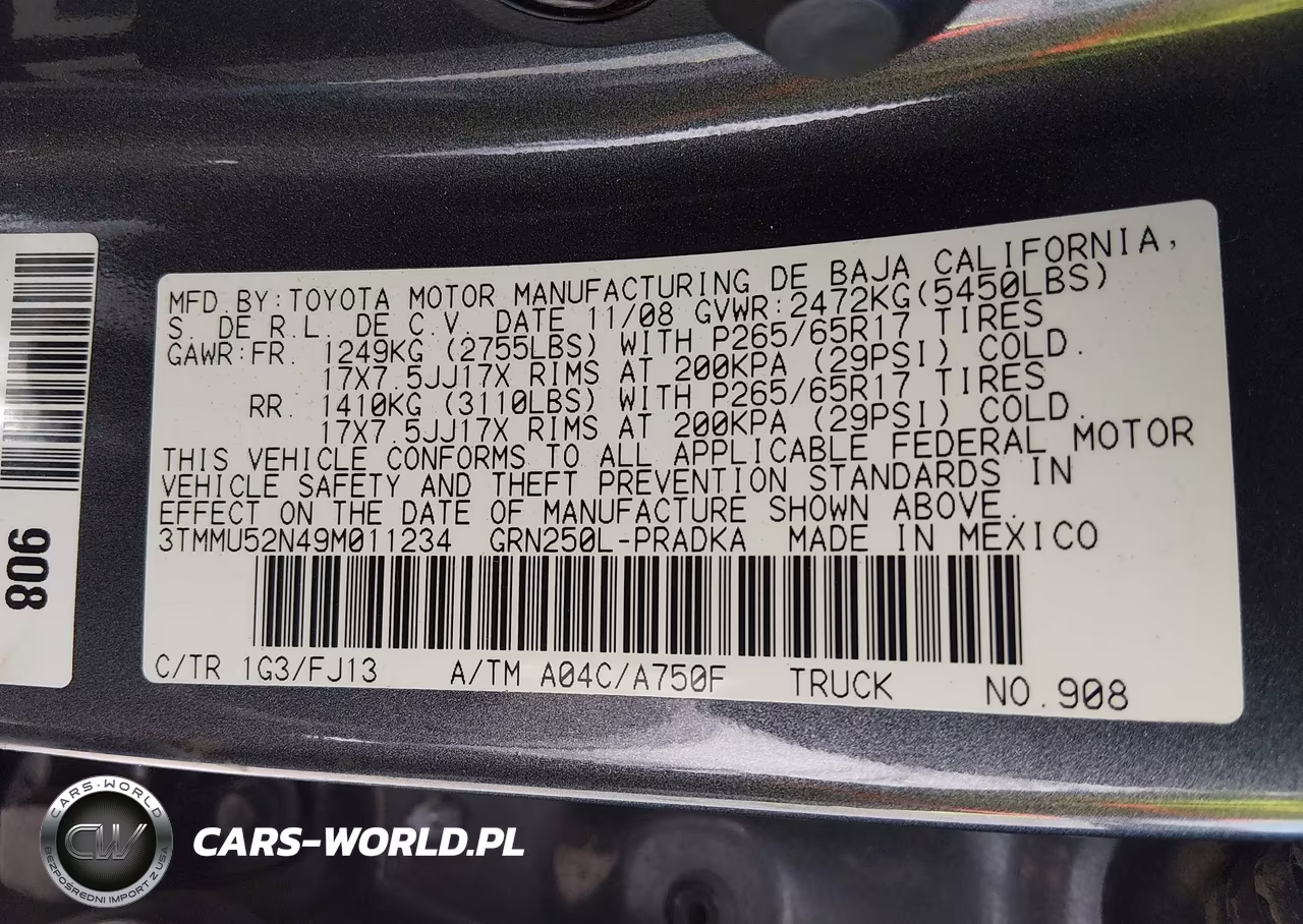 2009 Toyota Tacoma Base V6 VIN:3TMMU52N49M011234 - 9