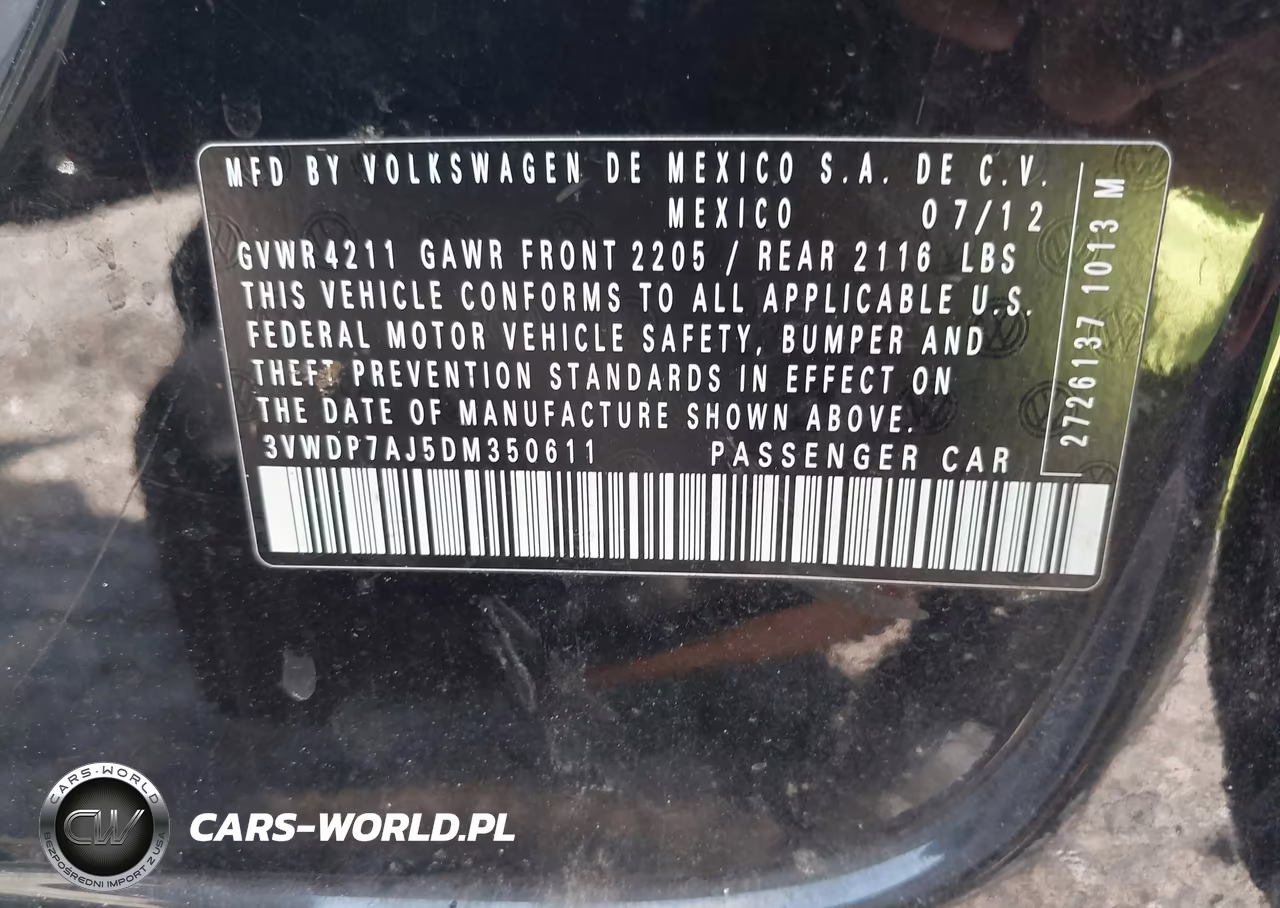 2013 Volkswagen Jetta 2.5L Se VIN:3VWDP7AJ5DM350611 - 9