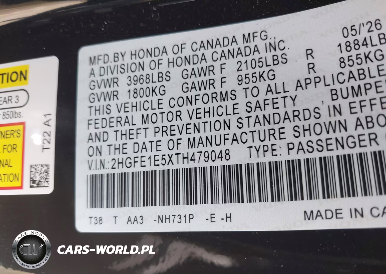2026 Honda Civic Si Sedan VIN:2HGFE1E5XTH479048 - 9