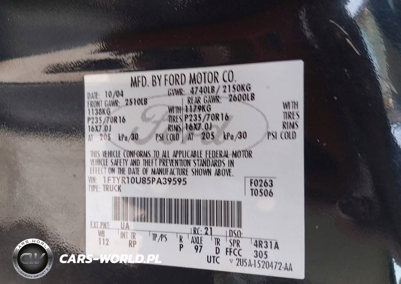 2005 Ford Ranger Edge-Stx-Xl-Xls-Xlt VIN:1FTYR10U85PA39595 - 9